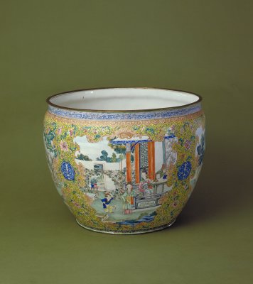 图片[1]-Enamel painting, landscape and figure painting tank-China Archive